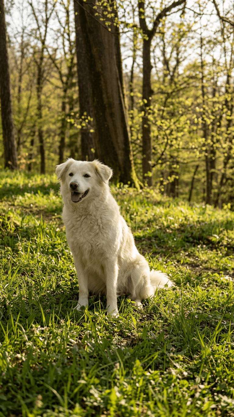 Ava – Tierschutzhund aus Griechenland, fröhlich im Frühlingswald, KLARHUND Ostschweiz